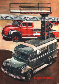Magirus-Deutz LKW Lastwagen Nutzfahrzeug Leiterwagen Poster Plakat Bild