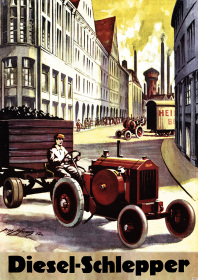 Deutz Traktor Dieselschlepper Diesel-Schlepper Vorkrieg Poster Plakat Bild