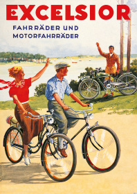 Excelsior Fahrräder und Motorfahrräder Fahrrad Poster Plakat Bild