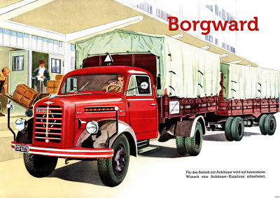 Borgward 1,5t To LKW mit Anhänger Diesel Lastwagen Poster Plakat Bild