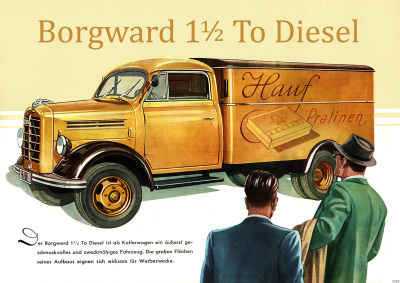 Borgward 1,5t LKW Diesel Kofferwagen Poster Plakat Bild