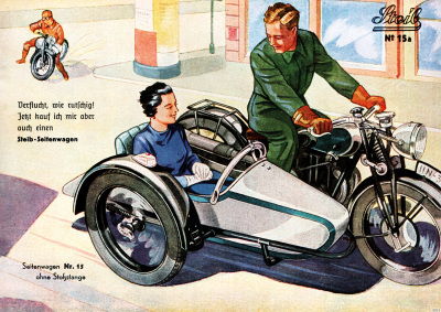 Steib sidecar poster with saying poster Picture prewar motorcycle No. 15a