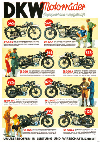 DKW Motorrad Modelle 1937 Vorkrieg RT 3 PS KS SB 200 250 350 500 A Poster Plakat Bild