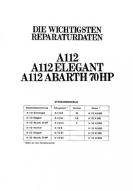 Autobianchi Lancia A112 Economica Elegant Abarth 70 HP Normal Berlina Reparaturanleitung