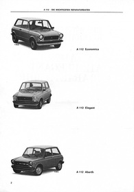 Autobianchi Lancia A112 Economica Elegant Abarth 70 HP Normal Berlina Reparaturanleitung