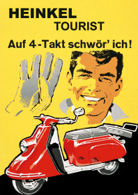 Heinkel Tourist Motorroller "Auf 4-Takt schwör ich!" Poster Plakat Bild