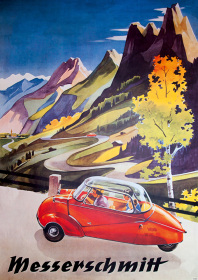 Messerschmitt KR 200 201 Kabinenroller Poster Plakat Bild Karo