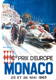 Grand Prix de Europe Europa Monaco 1963 Poster Rennen Reklame