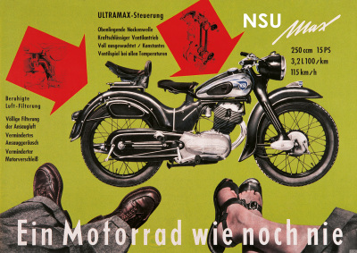 NSU Max "A motorcycle like never before" Motorcycle Poster Picture