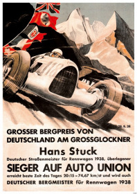 Auto Union Sieg DKW "Großer Bergpreis von Deutschland" Grossglockner Hans Stuck 1938 Poster Plakat