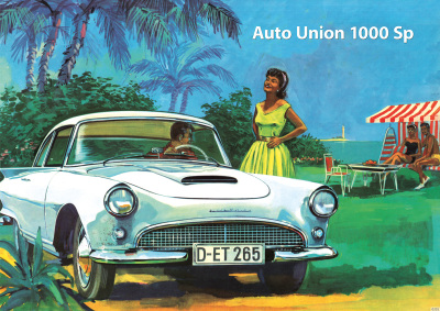 Auto Union AU 1000 Sp "Camping" Poster Plakat Bild Kunstdruck