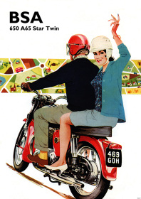 BSA 650 A65 Star Twin Motorrad Poster Plakat Bild Kunstdruck