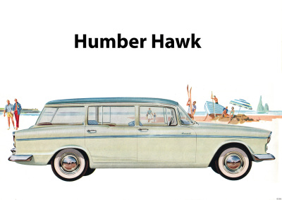 Humber Hawk Auto PKW "Strand" Poster Plakat Bild Kunstdruck