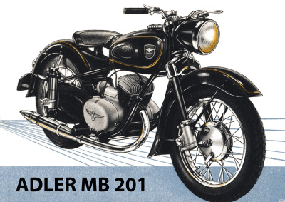 Adler MB 201 Motorrad Poster Plakat Bild Kunstdruck