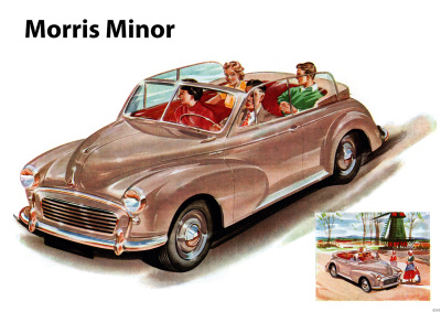 Morris Minor Cabrio PKW Auto Poster Plakat Bild