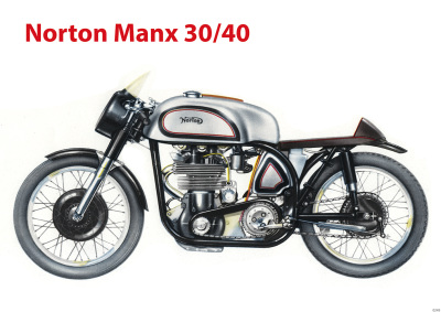 Norton Manx 30/40 Motorcycle Poster Picture
