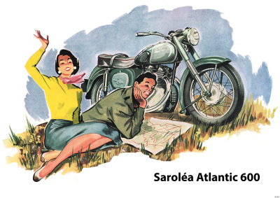 Saroléa Atlantic 600 ccm Motorrad Poster Plakat Bild Kunstdruck
