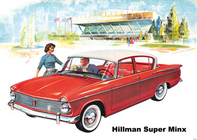 Hillman Super Minx red car car posters poster Picture art print