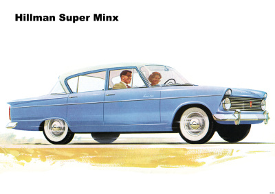 Hillman Super Minx blue car car posters poster Picture art print