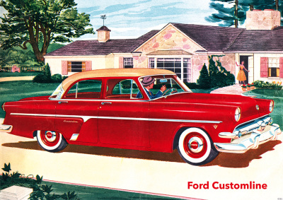 Ford Customline Crestline Fairlane Mainline 1954 Auto PKW Poster A2 B2 A3 U4