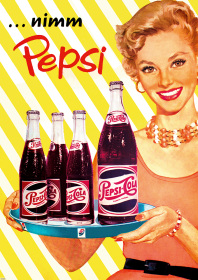 Pepsi-Cola "nimm Pepsi" Pin-Up Rockabilly 50s 50er Jahre Werbung Reklame Poster Plakat Bild