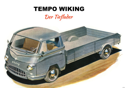 Tempo Wiking "Der Tieflader" Kleintransporter Poster Plakat Bild