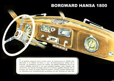 Borgward Hansa 1800 Cockpit Interior Car Poster Picture
