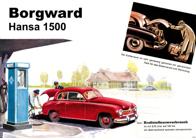 Borgward Hansa 1500 Tankstelle Auto PKW Poster