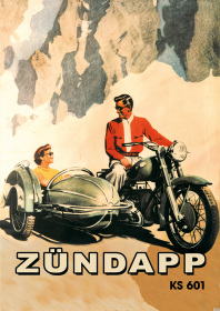 Zündapp KS 601 Motorrad mit Seitenwagen Poster Plakat Bild KS601