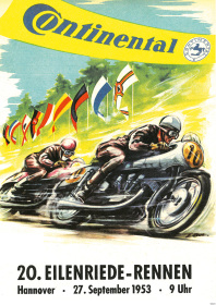 20. Eilenriede-Rennen Hannover 1953 Rennsport Motorsport Motorrad Poster Plakat Bild