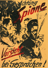 "Achtung Spione. Vorsicht bei Gesprächen" Poster Plakat Bild Warnung Hinweis