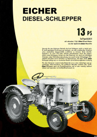 Eicher ED 13 PS ED13 luftgekühlt Traktor Schlepper Reklame Werbung Poster