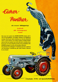 Eicher Panther 19 PS Traktor Schlepper Reklame Werbung Poster Plakat Bild