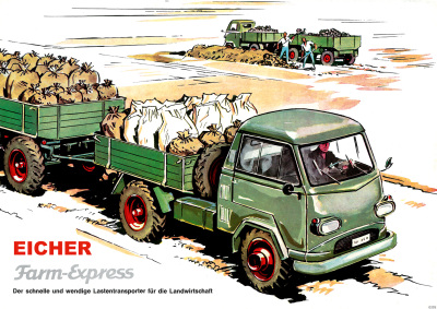 Eicher Farm-Express Lastwagen Transporter Farmexpress LKW Poster Plakat Bild