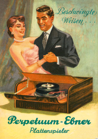 Perpetuum-Ebner Plattenspieler Werbung Reklame Musik Poster Plakat Bild