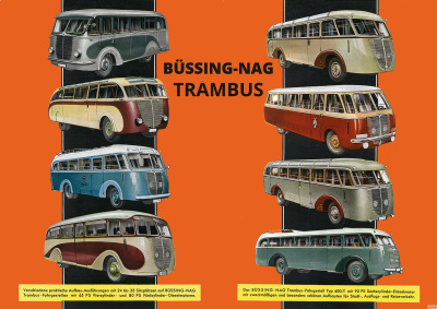 Büssing-Nag Trambus Modellübersicht Typentafel Poster Plakat Bild