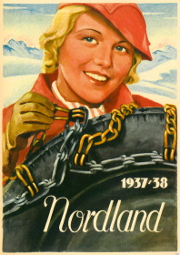 Nordland Schneeketten 1937-1938 Reifen Winter Reklame Werbung Poster Plakat Schild Bild