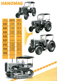 Hanomag R 12 16 19 22 27 35 45 K 55 Übesicht Schlepper Traktor Diesel Reklame Poster