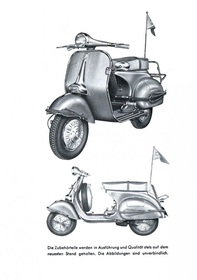 Vespa Motorroller Zubehörkatalog 60er Jahre, Zusammenfassung von vier Zubehör-Katalogen