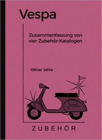 Vespa Motorroller Zubehörkatalog 60er Jahre, Zusammenfassung von vier Zubehör-Katalogen