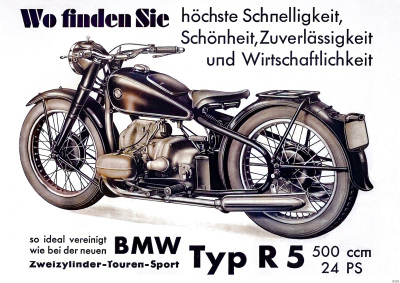 BMW Typ R 5 Motorrad 500 ccm 24 PS R5 Touren-Sport Poster