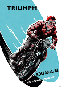 Triumph BDG 250 L SL Motorrad Poster Doppelkolbenmotor