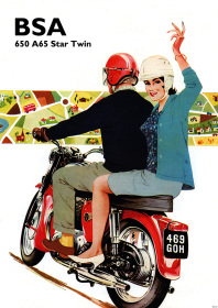 BSA 650 A65 Star Twin Motorcycle Poster Picture art print