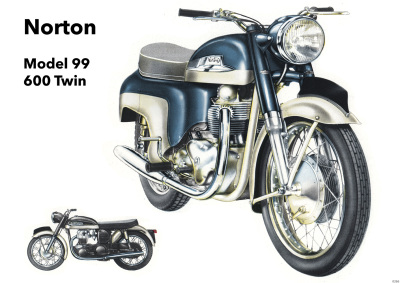 Norton Model 99 600 cc Twin Motorcycle Poster Picture art print