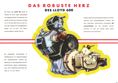 Lloyd 600 Motor Schnittzeichnung Explosionszeichnung Schnittbild Poster