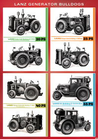 Lanz Generator-Bulldogs Modellübersicht Typentafel Poster