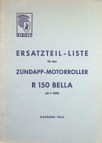 Zündapp R 150 Bella Original Ersatzteilliste