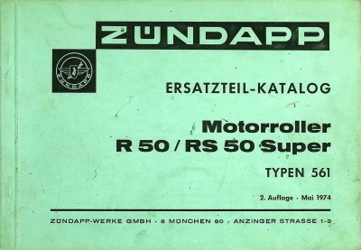 Zündapp R 50 / RS 50 Super Type 561 Original spare parts list