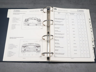 Lamborghini Countach 25th 1989 original spare parts list and wiring diagrams + LM200 electrics