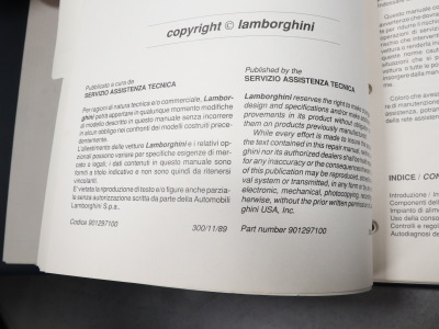 Lamborghini Countach 25th 1989 original spare parts list and wiring diagrams + LM200 electrics